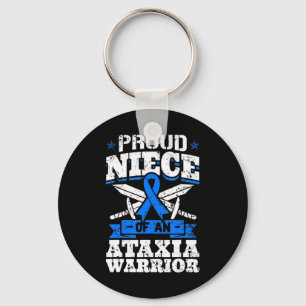 Proud Niece of an Ataxia Warrior Blue Awareness Ri Sleutelhanger