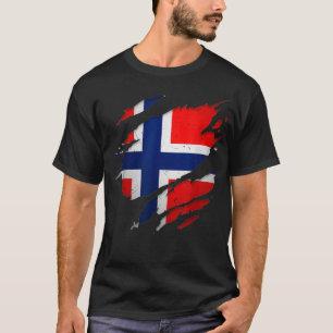 Proud Noors Norge Torn Ripped Norway Flag1 T-shirt