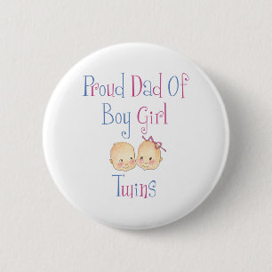 Proud pap van Boy Girl Twins Ronde Button 5,7 Cm
