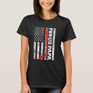 Proud Papa Amerikaanse Distressed Flag Funny Hocke T-shirt