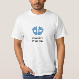 "Proud Papa" Baby Boy Blauwe Voetafdrukken T Shirt