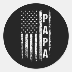 Proud Papa Funny Fathers Day 2024 Cadeaus Dad Amer Ronde Sticker