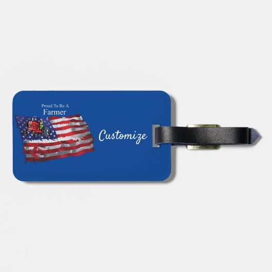 Proud Patriotic Farmer Flag Thunder_Cove Bagagelabel (Achterkant horizontaal)