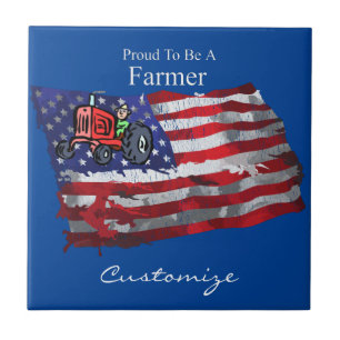 Proud Patriotic Farmer Flag Thunder_Cove Tegeltje