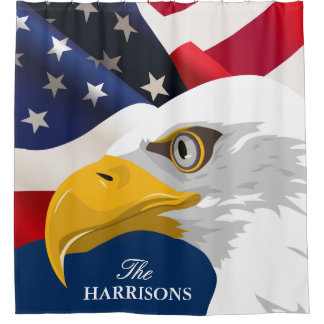 Proud Patriottische Amerikaanse vlag met Bald Eagl Douchegordijn
