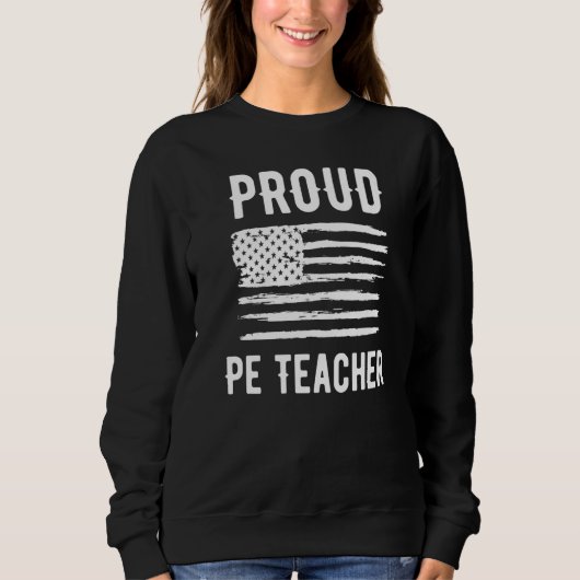 Proud PE Teacher Profession American Flag Premium Trui (Voorkant)