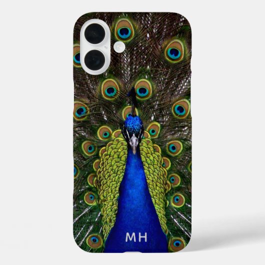 Proud Peacock aangepaste monogram telefoongevallen Case-Mate iPhone Case (Achterkant)