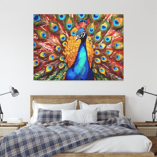 Proud Peacock Canvas Afdruk (Insitu (Slaapkamer))