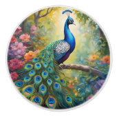 Proud Peacock Keramische Knop (Voorkant)