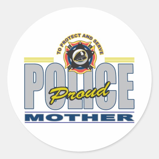Proud Police Moeder Ronde Sticker (Voorkant)