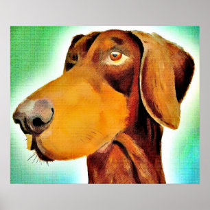 Proud Red doberman origineel kunstwerk poster