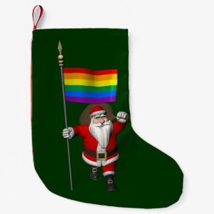Proud Santa Claus met regenboogvlag Kleine Kerstsok