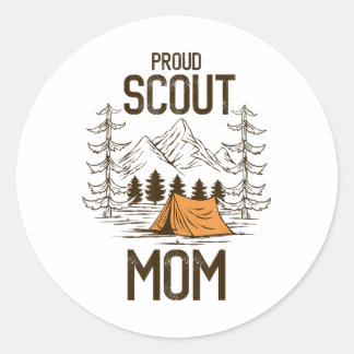Proud Scout mam Camping Scout Leader Adventure Tra Ronde Sticker