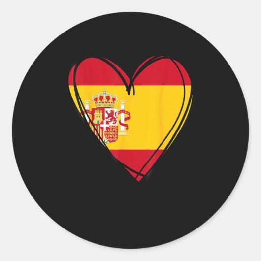 Proud Spanish Boy Girl Aunt Dad Mom Spain Flag Hea Ronde Sticker (Voorkant)