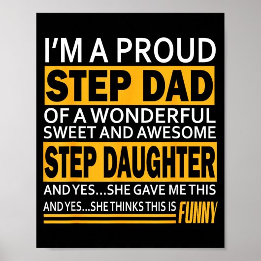 Proud Step Dad Father Day Gift For Stepdad From St Poster (Voorkant)