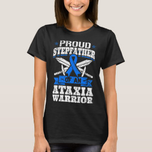 Proud Stepfather van een Ataxia Warrior Blue Aware T-shirt