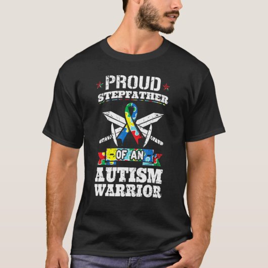 Proud Stepfather van een autisme Warrior Awareness T-shirt (Voorkant)