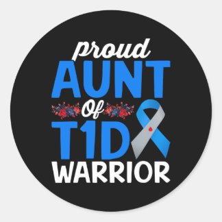 Proud tante van T1D Warrior Survivor Diabetes Awar Ronde Sticker