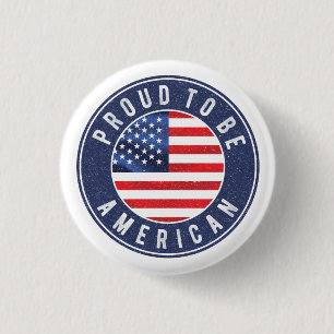 Proud to be american Flag T-Shirt Trucker Hat Ronde Button 3,2 Cm
