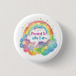 Proud to Who I Am Rainbow Art Self Love Pride Gift Ronde Button 3,2 Cm