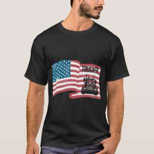 Proud Trucker American Flag 4 juli USA Truck T-shirt