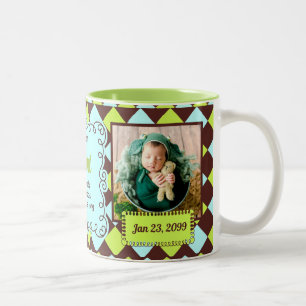 Proud Tunt Green en Brown Arglye Baby Foto's Tweekleurige Koffiemok