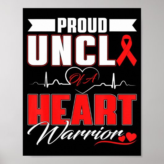 Proud Uncle Of A Heart Warrior Heart Disease Aware Poster (Voorkant)