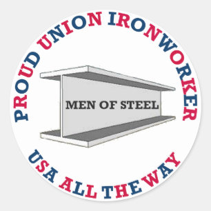 Proud Union Ironarbeider USA-Sticker Ronde Sticker