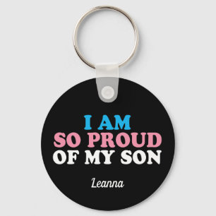 Proud van mijn Transgender Son Ma Pap Monogram Sleutelhanger