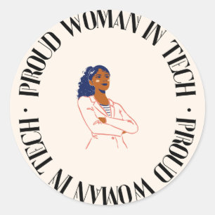 Proud Woman in Tech Ronde Sticker