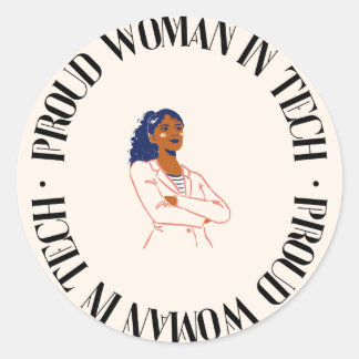 Proud Woman in Tech Ronde Sticker
