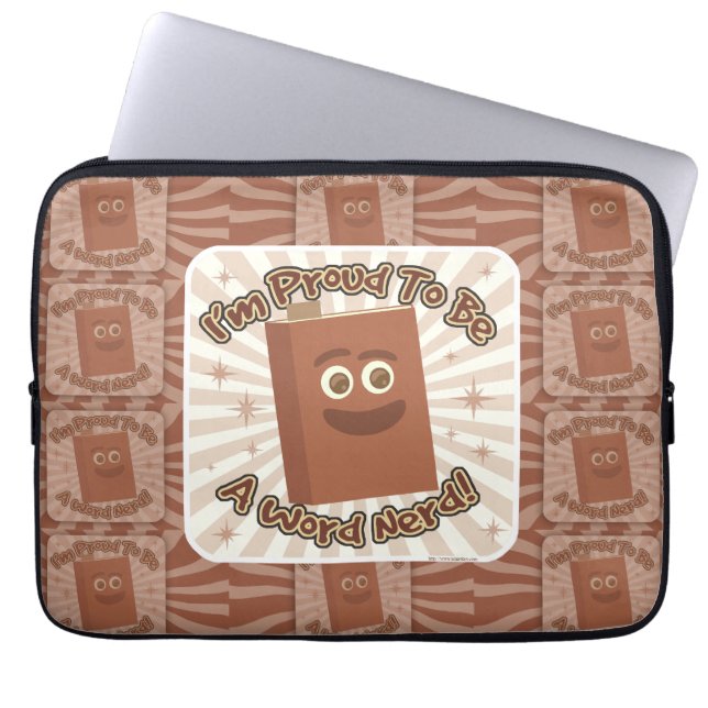 Proud Word Nerd Pattern Slogan Fun Art Laptop Sleeve (Voorkant)