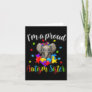 Proud zuster Autism Awareness Cute Elephant Puzzle Kaart