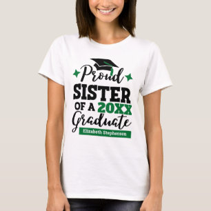 Proud Zuster van een 2022 afstuderen zwart groen p T-shirt