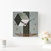 Proun 99, abstract kunstwerk van El Lissitzky Vierkante Klok (Huis)