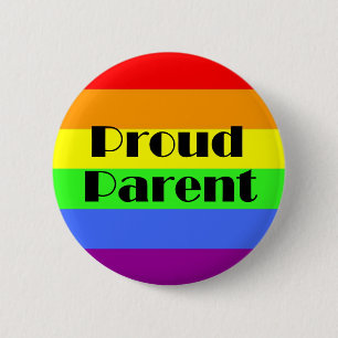 Proute ouder op regenboogachtergrond ronde button 5,7 cm