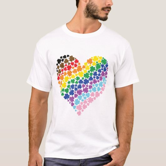 Prouwly Irish Rainbow Shamrock Heart T-shirt (Voorkant)