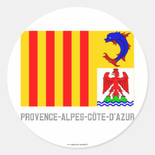 Provence-Alpes-Côte-d'Azur vlag met naam Ronde Sticker