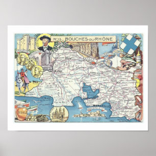 Provence Frankrijk kaart Afdrukken Poster