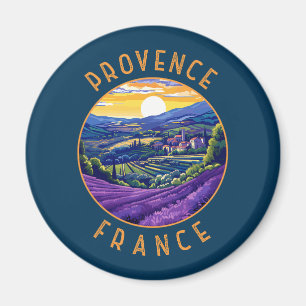 Provence Frankrijk Lavendel Retro Distress Circle Magneet