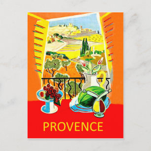 Provence, Frankrijk, uitzicht uit het raam, vintag Briefkaart