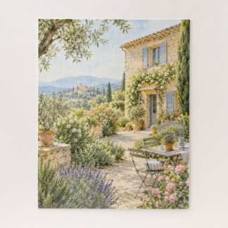 Provence Frans Landhuis Tuin Aquarel Legpuzzel