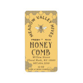 Provence Geel HONINGRAAT Label Honingraat & Bijen (Voorkant)