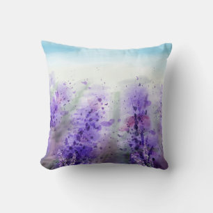 Provence Lavendel: Waterverf veld Kussen