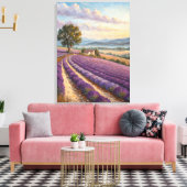 Provence Lavender Field Print. Canvas Afdruk (Insitu (Woonkamer))