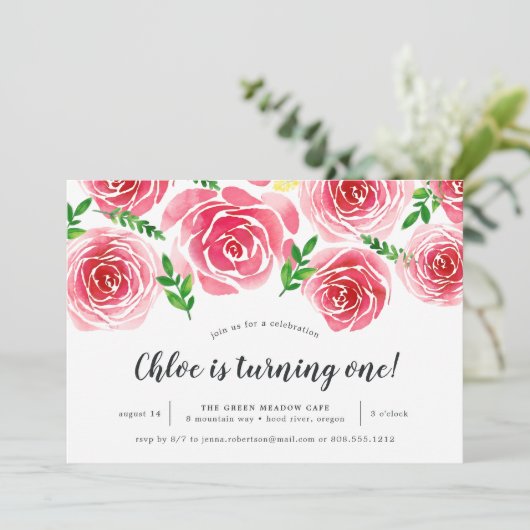 Provence Rose | Invitation de fête d'anniversaire (Debout devant)