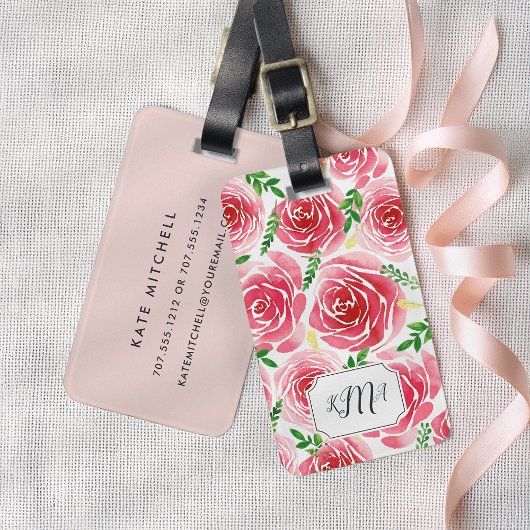 Provence Roze Monogram Bagagelabel