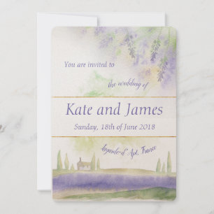 Provence Waterverf Wedding Invitation Kaart