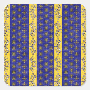 Provence Zuid-Frankrijk Frans Blauw/Goud Patroon Vierkante Sticker