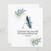 Proverbes 15:1, Lettre A, Carte d'écriture aquarel (Devant / Derrière)